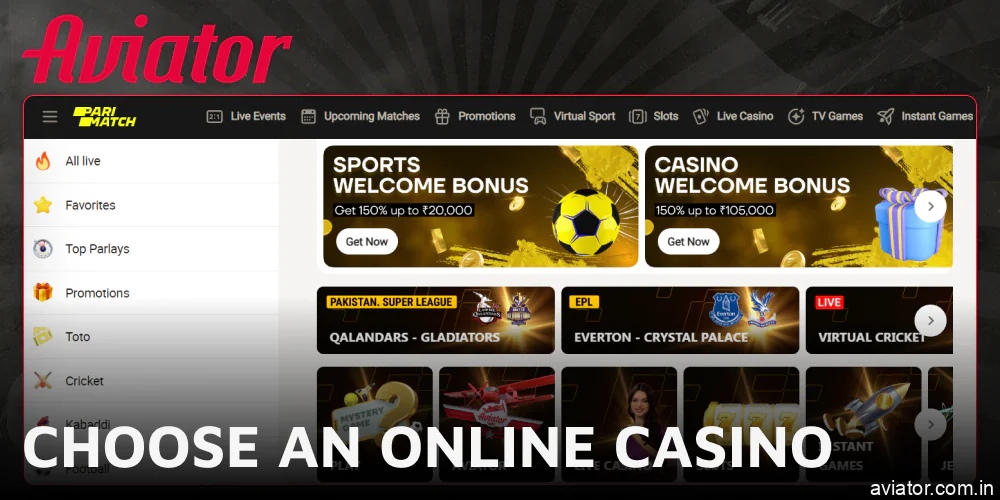 Choose an online casino to play Aviator game