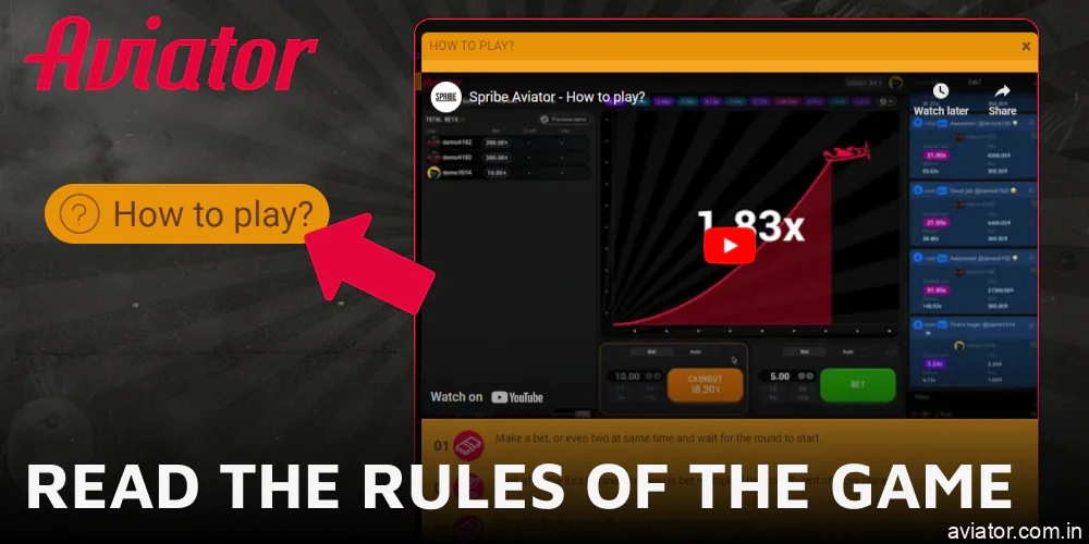 Read the rules of the Aviator game